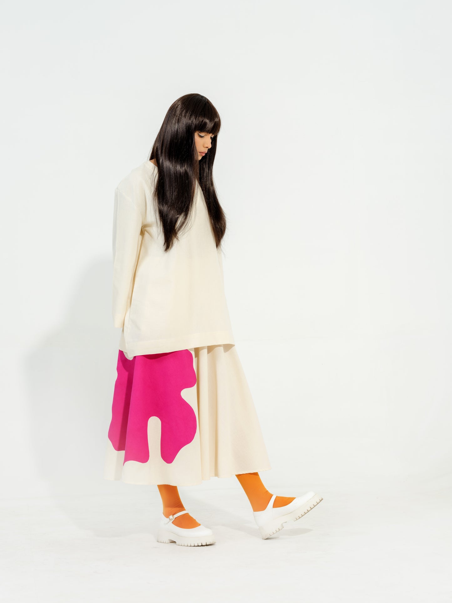 Hibiscus skirt | Natural + Pink