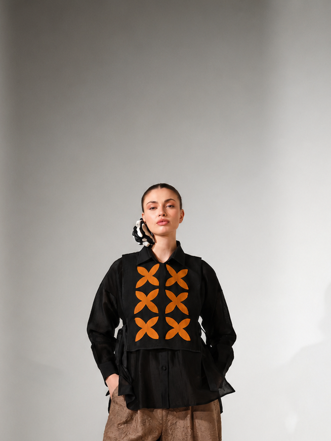 Pebble Shirt | Black + Ochre