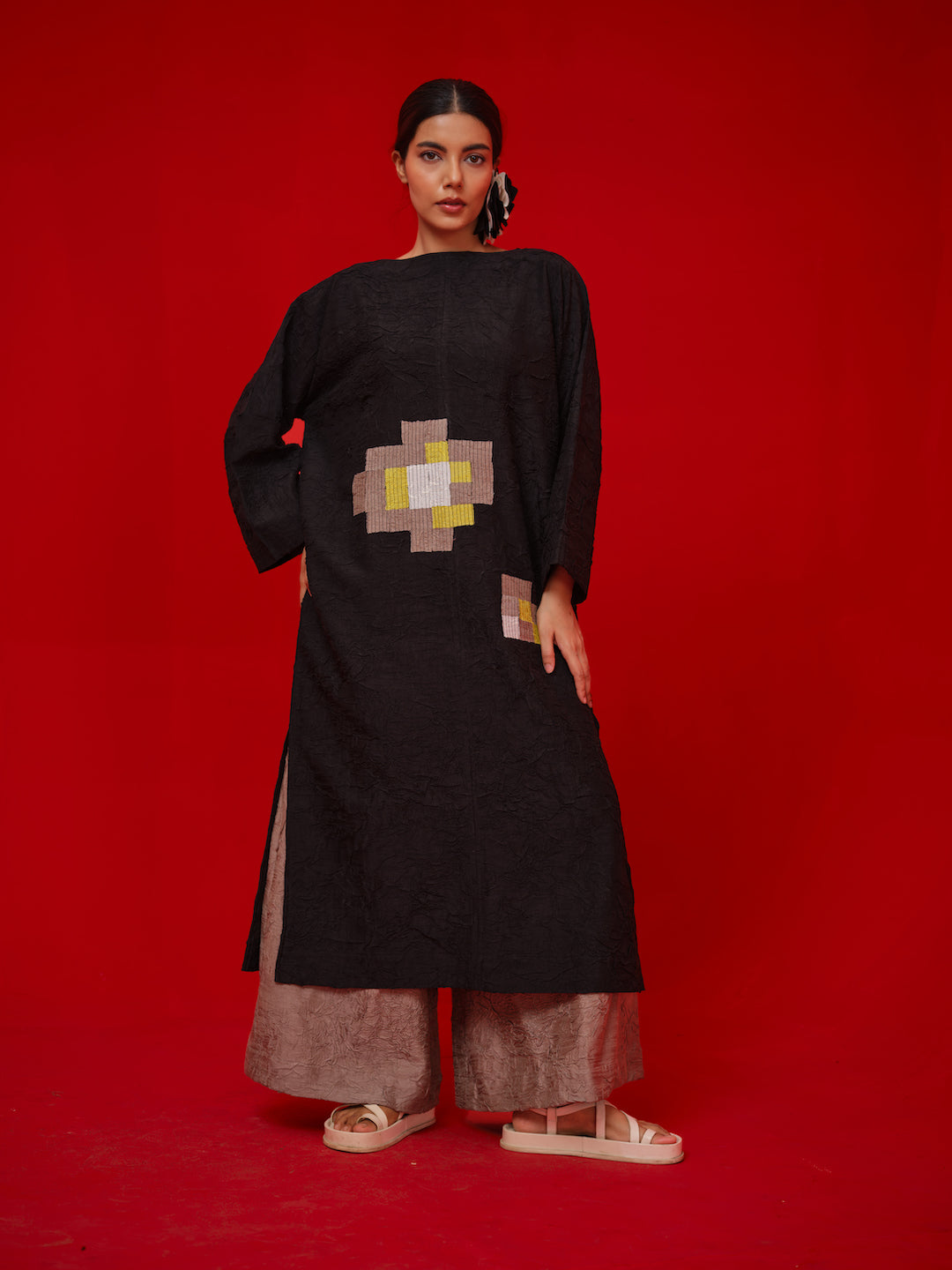 Spring tunic - relaxed kaftaan tunic with hand cut and sewn