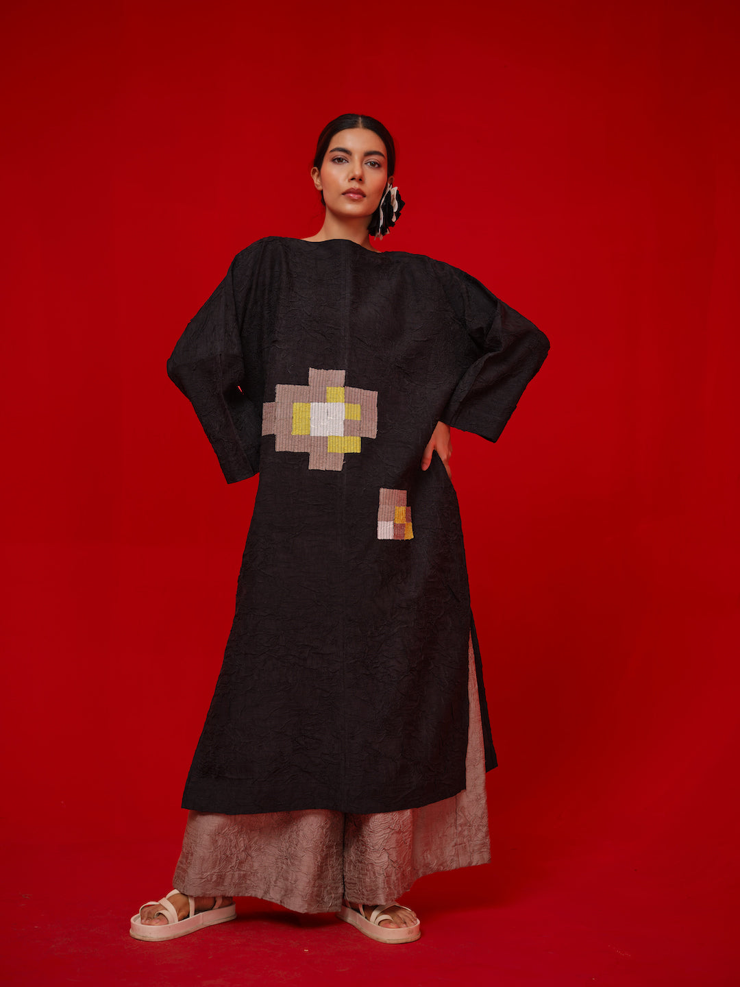 Spring tunic - relaxed kaftaan tunic with hand cut and sewn